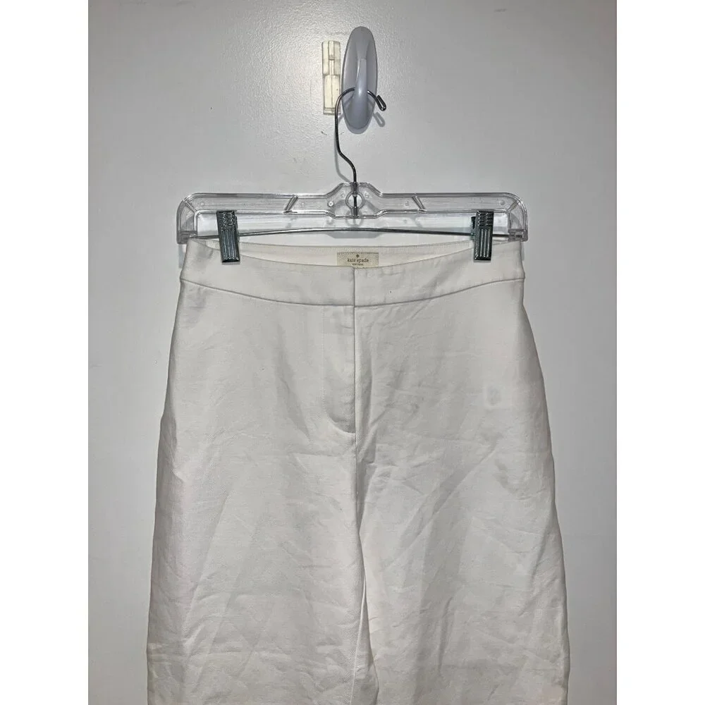Kate Spade High Waist Straight Leg Womens White Cotton Pants Size 0